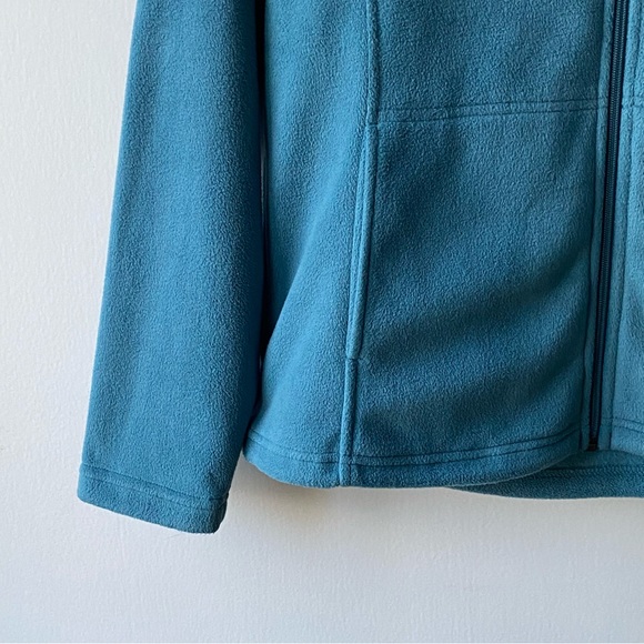 Fleece Jacket Size Medium Lake Tahoe Womens Full Zip Aqua Blue Pockets Floral - Picture 14 of 16